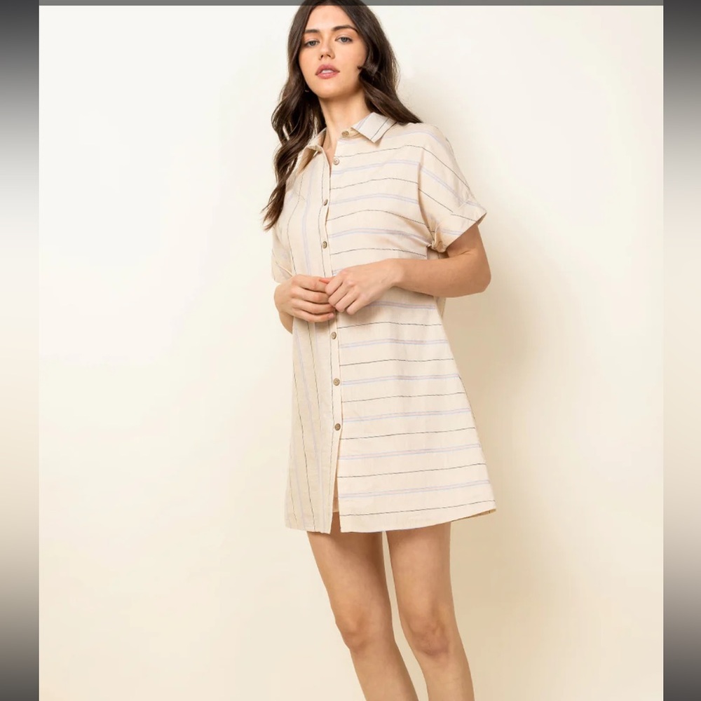 THML Cotton Stripe Shirt Dress